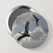 SANDHILL CRANES RONDE BUTTON 4,0 CM (Voorkant /achterkant)