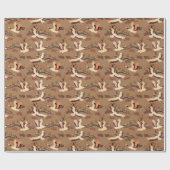 Sandhill Cranes Trees Pattern Brown Gift Cadeaupapier (Vlak)
