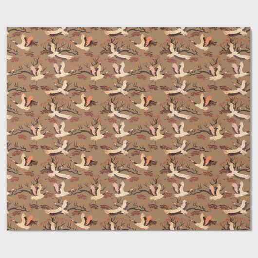 Sandhill Cranes Trees Pattern Brown Gift Cadeaupapier (Vlak)
