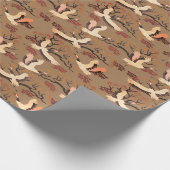Sandhill Cranes Trees Pattern Brown Gift Cadeaupapier (Hoek)
