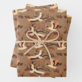 Sandhill Cranes Trees Pattern Brown Gift Inpakpapier Vel (In situ)