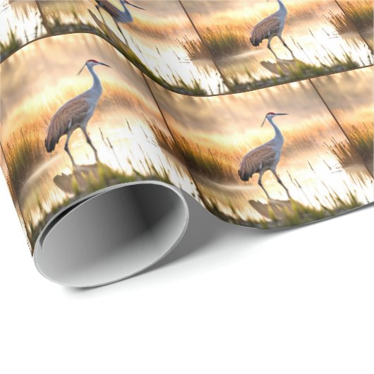 Sandhill kraan in een moeras cadeaupapier (Rol Hoek)