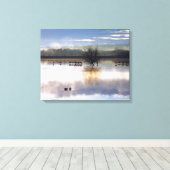 Sandhill kranen fotografie stretched print (Insitu (Houten vloer))