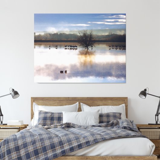 Sandhill kranen fotografie stretched print (Insitu (Slaapkamer))