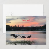 Sandhill kranen silhouet bij zonsondergang bij het feestdagenkaart (Voorkant / Achterkant)