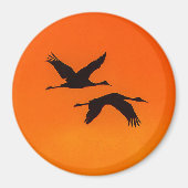 Sandhill Kranen Vliegen In Sunset Magnet (Voorkant)