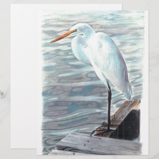 Sandhillkraan in water. (Voorkant / Achterkant)