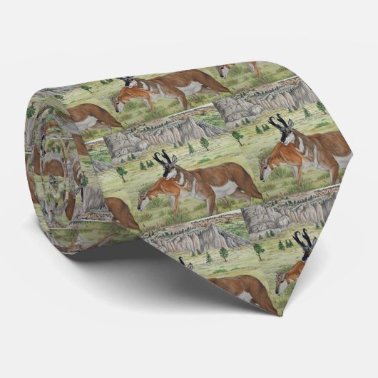 Sandhills Pronghorn Antelope Wildlife Art Stropdas (Opgerold)