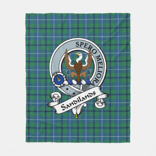 Sandilands Ancient Clan Badge Tartan Pset Fleece Deken (Voorkant)