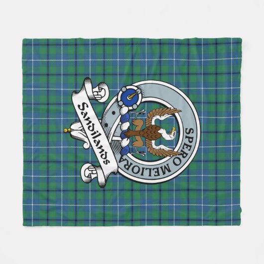 Sandilands Ancient Clan Badge Tartan Pset Fleece Deken (Voorkant (Horizontaal))