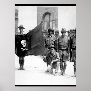 Sandino's vlag. Nicaragua, 1932. (marinekorps)_ Poster