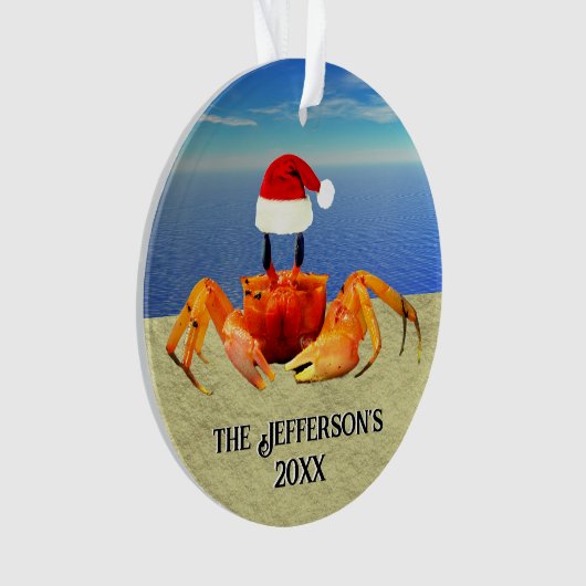 Sandkrab in Santa Hat Ornament (voorkant)