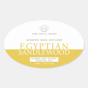 Sandlewood gele riet diffuser ovale productlabel sticker