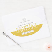 Sandlewood gele riet diffuser ovale productlabel sticker (Envelop)