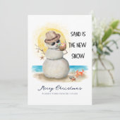 Sandman Tropical Beach Kerstmis Feestdagenkaart (Staand voorkant)