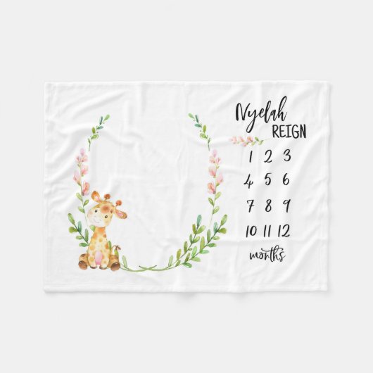 Sandnat Store Gepersonaliseerde Giraffe Baby Miles Fleece Deken (Voorkant (Horizontaal))