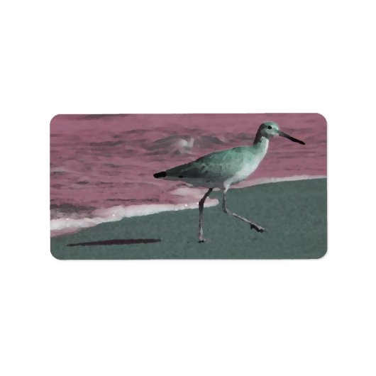 sandpiper abstract rood groen op strand etiket (Voorkant)
