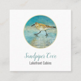 Sandpiper Bird Beach Coastal Rental Vierkante Visitekaartje