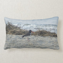 Sandpiper Bird Pillow op het strand. Kussen