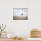 Sandpiper met twee zanderlings op de strand 16x20 poster (Keuken)