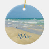 Sandpiper op de Seashore | Aangepast piepstrand Keramisch Ornament (Voorkant)