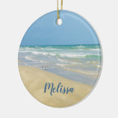 Sandpiper op de Seashore | Aangepast piepstrand Keramisch Ornament (Links)