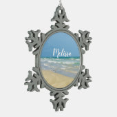 Sandpiper op de Seashore | Aangepast piepstrand Tin Sneeuwvlok Ornament (Links)