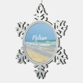 Sandpiper op de Seashore | Aangepast piepstrand Tin Sneeuwvlok Ornament (Rechts)