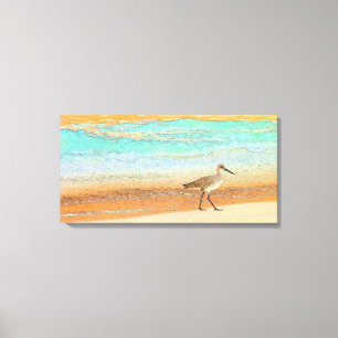 Sandpiper op strand canvas afdruk