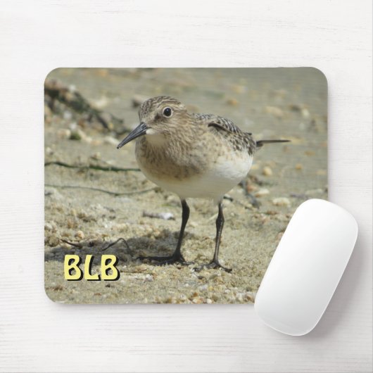 Sandpiper op strand met Muismat initialen (Met muis)