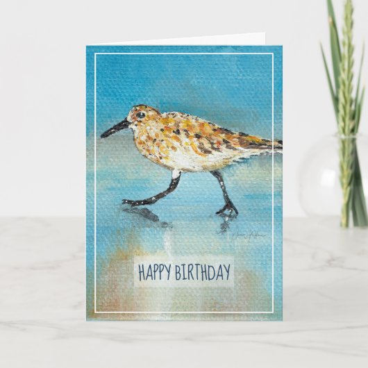 Sandpiper Shorebird Coastal Beach Happy Birthday C Kaart (Voorkant)