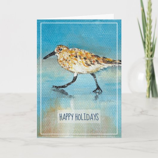 Sandpiper Shorebird Coastal Prettige feestdagen C Kaart (Voorkant)