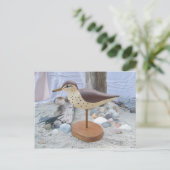 Sandpiper "Slick" Woodcarving Briefkaart (Staand voorkant)