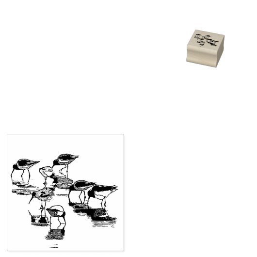 Sandpiper Vogels Strand Dieren Houten Stempel (Gestempeld)