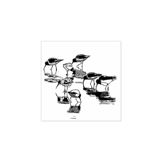 Sandpiper Vogels Strand Dieren Houten Stempel (Afrduk)