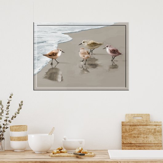 Sandpipers aan de Shore Line Poster (Keuken)