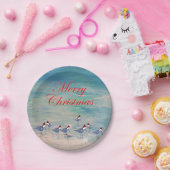 Sandpipers coastal shore birds Christmas party Papieren Bordje (Feest)