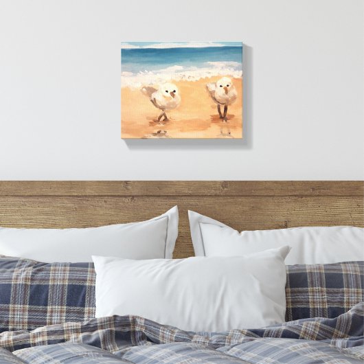 Sandpipers door Zee Shore Canvas Print (Insitu (Slaapkamer))