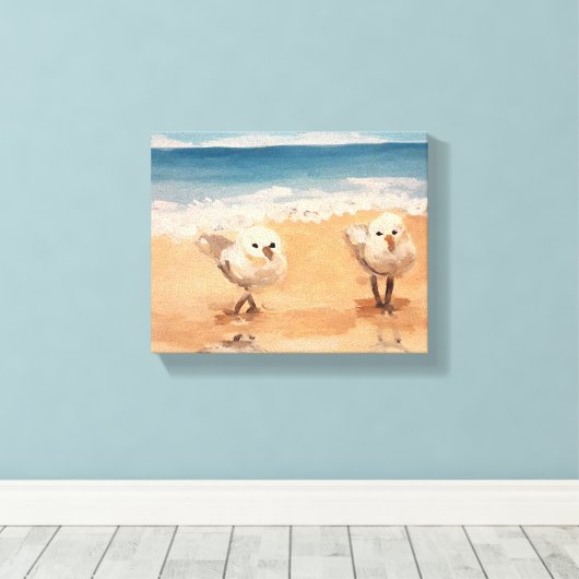Sandpipers door Zee Shore Canvas Print (Insitu (Houten vloer))