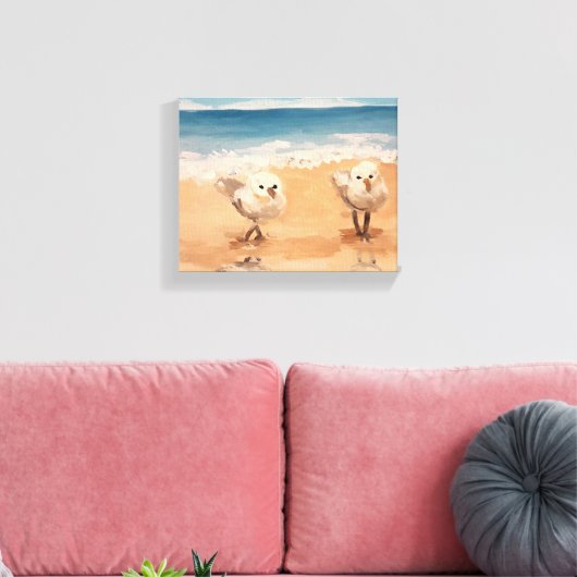 Sandpipers door Zee Shore Canvas Print (Insitu (Woonkamer))