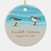 Sandpipers op Beach Weddenschap Namen Zand Keramisch Ornament (Achterkant)