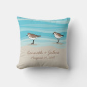 Sandpipers op Beach Weddenschap Namen Zand Kussen (Voorkant)