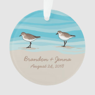 Sandpipers op Beach Weddenschap Namen Zand Ornament