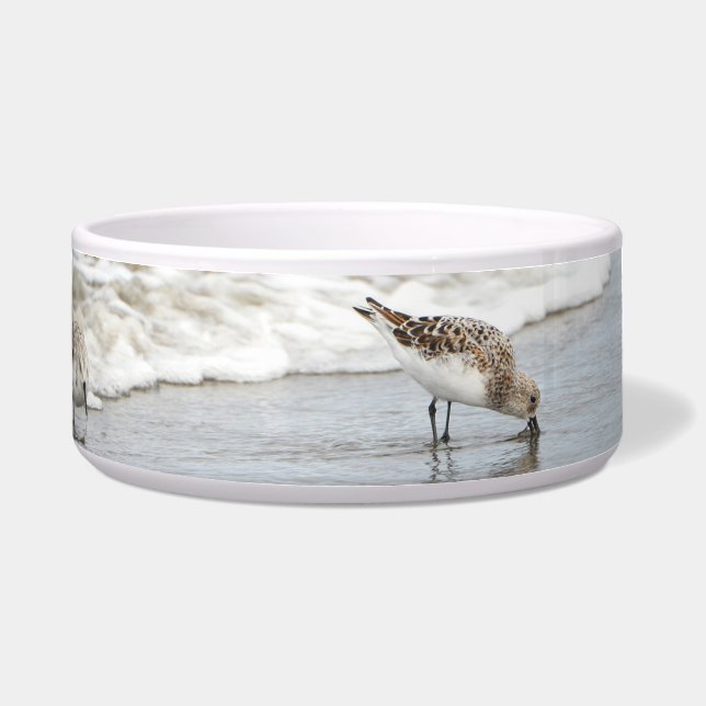 Sandpipers op de Beach Photo Ceramic Pet Bowl. Voerbakje (Voorkant)