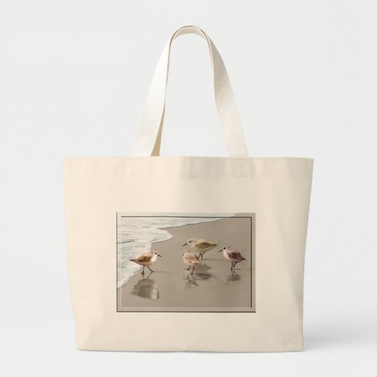 Sandpipers op de Shoreline Grote Tote Bag (Voorkant)