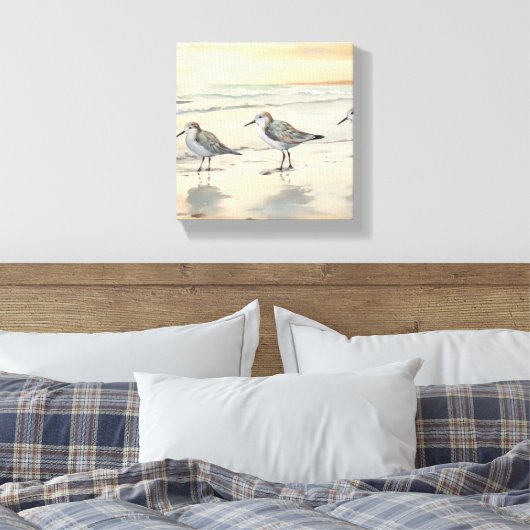 Sandpipers op het strand canvas afdruk (Insitu (Slaapkamer))