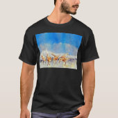 Sandpipers, strand, golven, oceaan, Waterverf T-shirt (Voorkant)