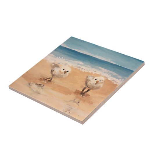 Sandpipers van het Zee Shore Ceramic Tile Tegeltje (Zijkant)