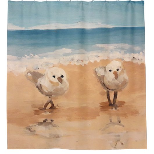 Sandpipers van het Zee Shore Shower Curtain Douchegordijn (Voorkant)
