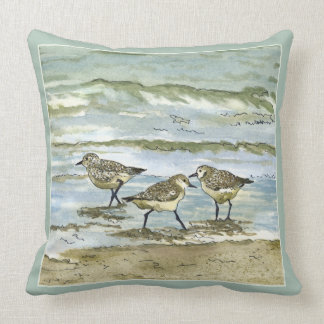 Sandpiperstralvogels waterverf in zee blauw groen kussen